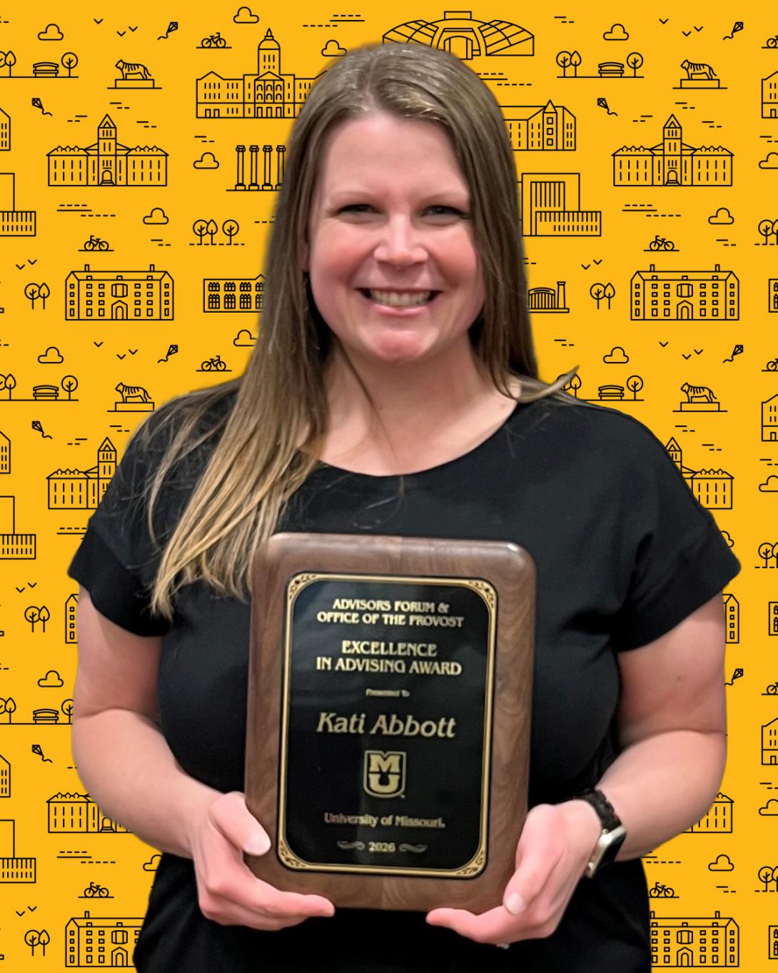 Kati Abbott with her advising award.